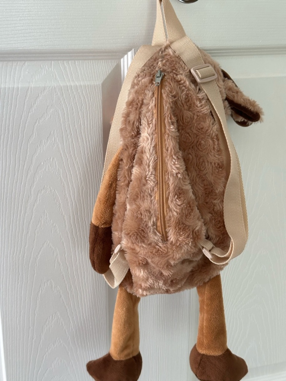 Plush Moose Backpack in Light Brown and Dark Brown - Picture 2 of 3